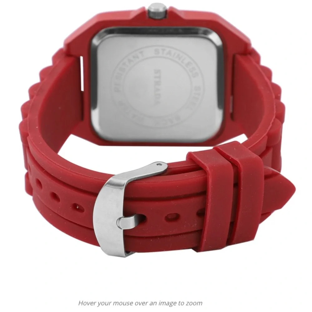 Watch with Red Silicone Strap